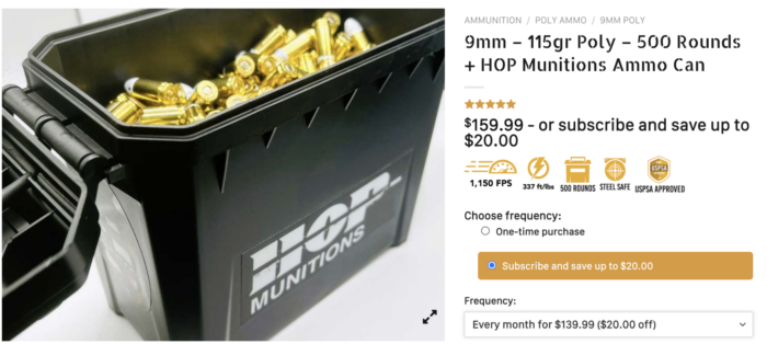 HOP Munitions monthly ammo subscription